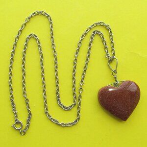 Red sparkling heart necklace wire wrap around